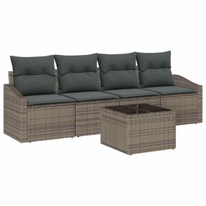 vidaXL Sofa S&aelig;t med pude med opbevaring 5 pcs Gr&aring; polyrattan