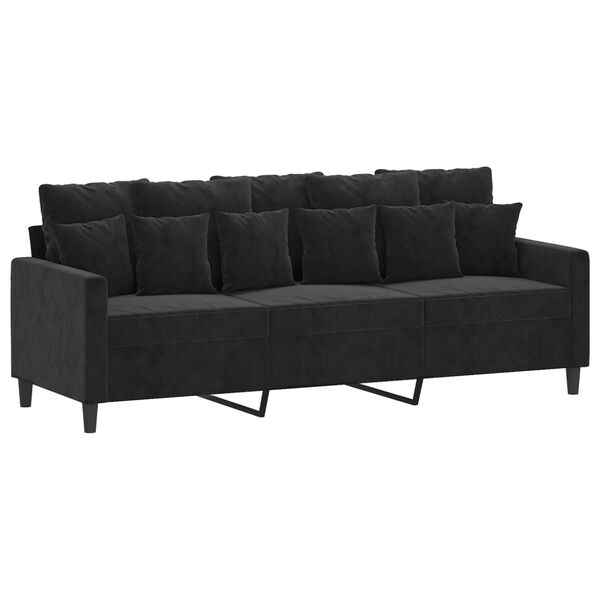 vidaXL 3-personers sofa med fodskammel 180 cm velour sort