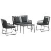 vidaXL Havem&oslash;bel S&aelig;t med pude 4 pcs Sort og Anthracit polyrattan
