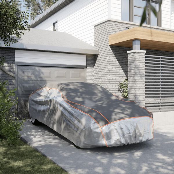 vidaXL bilovertræk til Sedan str. S haglbeskyttelse grå og sølv