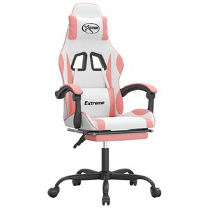 vidaXL gamingstol med fodst&oslash;tte kunstl&aelig;der hvid og lyser&oslash;d