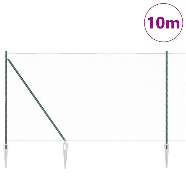 vidaXL Hegnsp&aelig;l Gr&oslash;n 10 x 1,5 m (25 mm mesh) St&aring;l og PVC