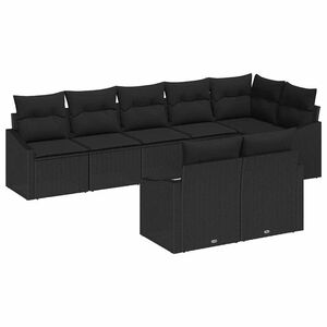 vidaXL Havesofa S&aelig;t med pude med opbevaring 8 pcs Sort polyrattan