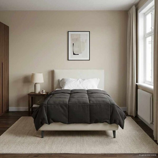 vidaXL Hel&aring;rs dyne Quilting Antracit 155 x 220 cm Mikrofiber