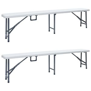vidaXL foldbare haveb&aelig;nke 2 stk. 180 cm HDPE hvid