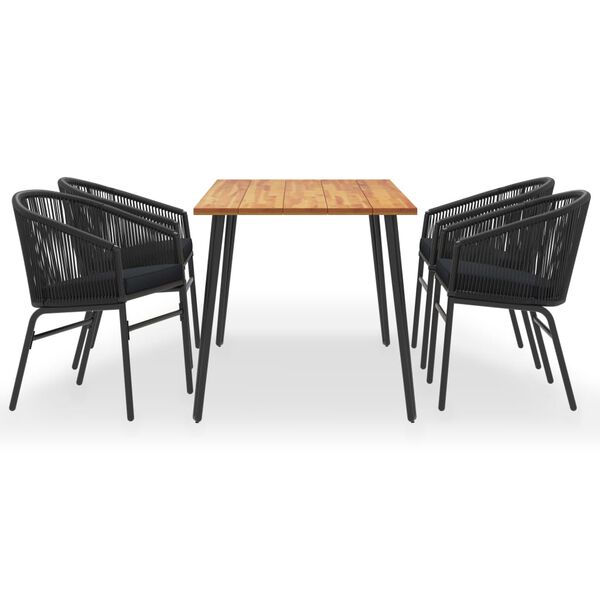 vidaXL udend&oslash;rs spisebordss&aelig;t 5 dele massivt akacietr&aelig; PVC-rattan