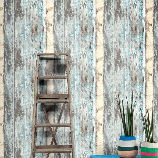 DUTCH WALLCOVERINGS tapet scrapwood blå PE10012