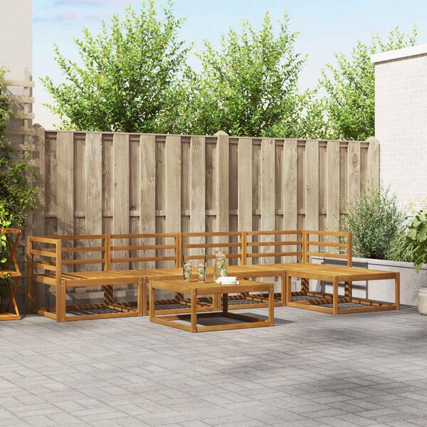 vidaXL Udend&oslash;rs sofagruppe med pude 6 pcs Naturlig og Antracit