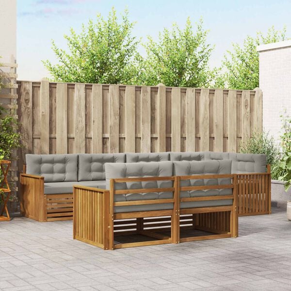 vidaXL Udend&oslash;rs sofagruppe med pude 7 pcs Naturlig og Lys Gr&aring;