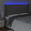 vidaXL sengegavl med LED-lys 163x16x118/128 cm kunstl&aelig;der gr&aring;