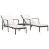 vidaXL liggestole 2 stk. med bord polyrattan brun