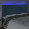 vidaXL sengegavl med LED-lys 160x5x118/128 cm fl&oslash;jl m&oslash;rkebl&aring;