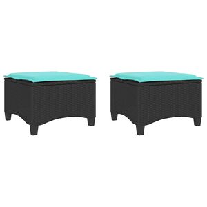 vidaXL havestole med hynder 2 stk. 55x55x36 cm polyrattan sort