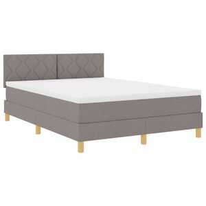 vidaXL LED Box Spring Bed med hovedg&aelig;rde Gr&aring;brun 160 x 200 cm Stof