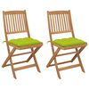 vidaXL foldbare havestole 2 stk. med hynder massivt akacietr&aelig;