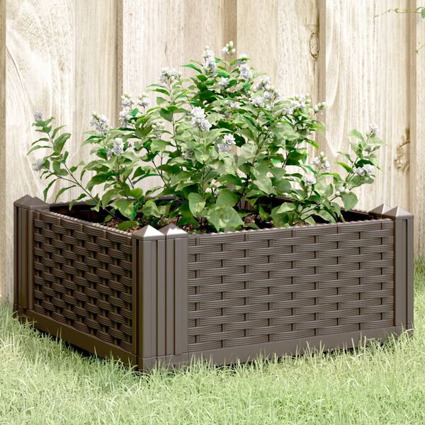 vidaXL plantekasse med spyd 42,5x42,5x28,5 cm PP brun