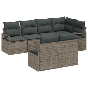 vidaXL Havesofa S&aelig;t 7 stk. Gr&aring; polyrattan