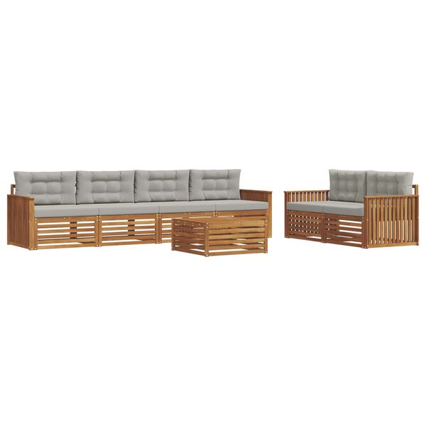 vidaXL Udend&oslash;rs sofagruppe med pude 7 pcs Naturlig og Lys Gr&aring;