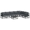 vidaXL Havesofa S&aelig;t med pude 8 pcs Sort Aluminium