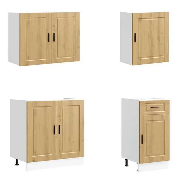 vidaXL 7 dele k&oslash;kkenskabss&aelig;t Kalmar egetr&aelig;sfarvet konstrueret tr&aelig;