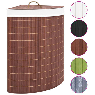 vidaXL vasketøjskurv til hjørne 60 l bambus brun