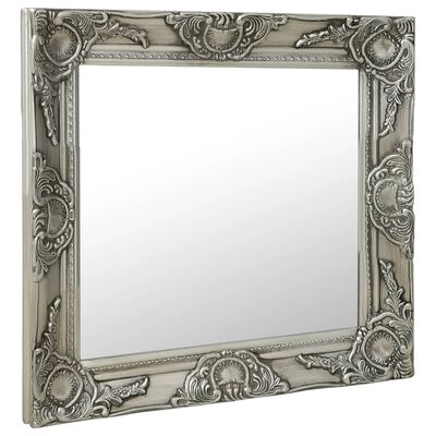 vidaXL vægspejl 60x60 cm barokstil sølvfarvet
