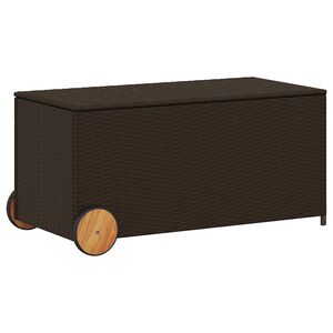 vidaXL opbevaringsboks med hjul 190 l polyrattan brun