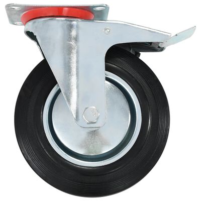 vidaXL drejehjul med dobbelte bremser 4 stk. 200 mm