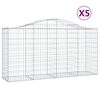 vidaXL buede gabionkurve 5 stk. 200x50x100/120 cm galvaniseret jern