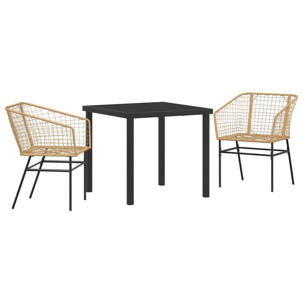 vidaXL Have Spisebordss&aelig;t 3 pcs Brun polyrattan