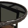 vidaXL havebord Ø60x75 cm hærdet glas og polyrattan brun