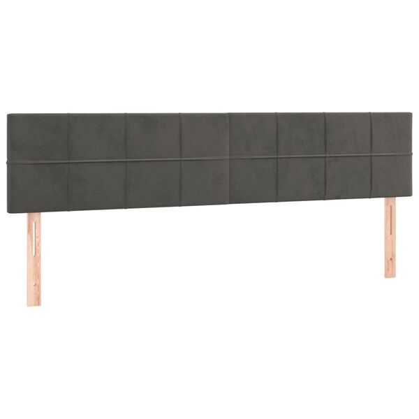 vidaXL sengegavl med LED-lys 200x5x78/88 cm velour m&oslash;rkegr&aring;