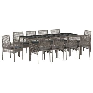 vidaXL Have Spisebordss&aelig;t 11 pcs Gr&aring; polyrattan