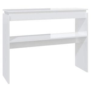 vidaXL konsolbord 102x30x80 cm konstrueret tr&aelig; hvid h&oslash;jglans