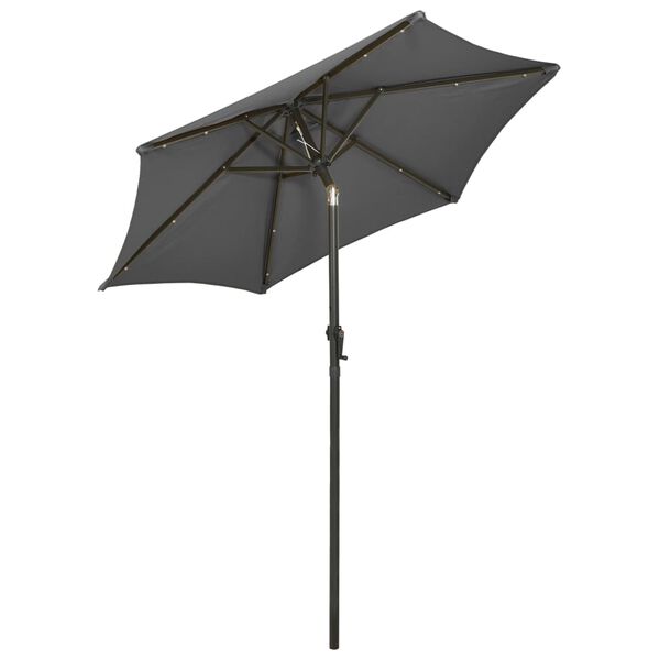 vidaXL parasol med LED-lys 200x211 cm aluminium antracitgrå