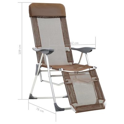 vidaXL foldbare campingstole med fodstøtte 2 stk. aluminium gråbrun