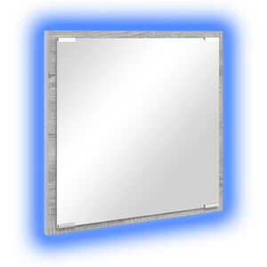 vidaXL LED badev&aelig;relsesspejl Gr&aring; Sonoma 40 x 37 x 8.5 cm