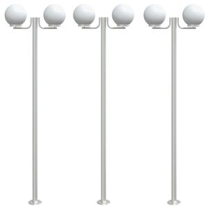 vidaXL udend&oslash;rs standerlamper 3 stk. 215 cm rustfrit st&aring;l s&oslash;lvfarvet