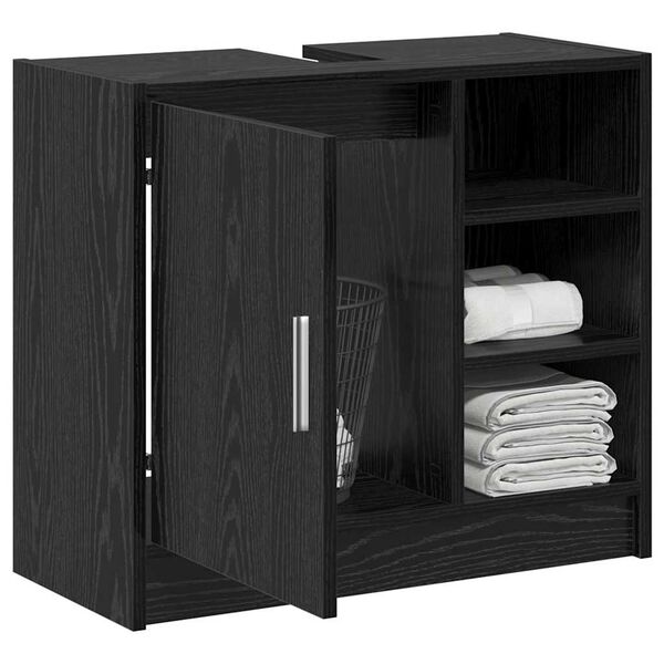 vidaXL Sink Cabinet med dør Sort eg 63 x 29 x 55 cm Konstrueret træ