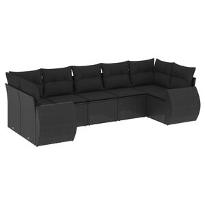 vidaXL sofas&aelig;t til haven 7 dele med hynder polyrattan sort