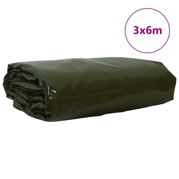 vidaXL Tarpaulin 650g / m² Oliven grøn 3 x 6 m Lærred med PVC-belægning