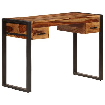 vidaXL skrivebord med 2 skuffer 110 x 50 x 77 cm massivt sheeshamtræ