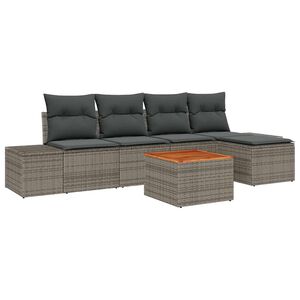 vidaXL Havesofa S&aelig;t med pude 6 pcs Gr&aring; polyrattan