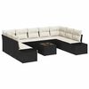 vidaXL Havesofa S&aelig;t med pude 10 pcs Sort polyrattan