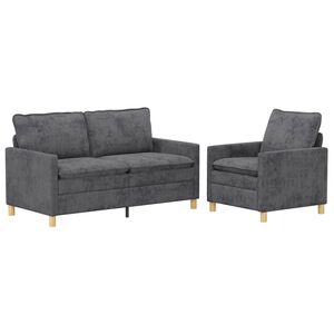 vidaXL Sofa S&aelig;t 2 stk. M&oslash;rkegr&aring; Polyester
