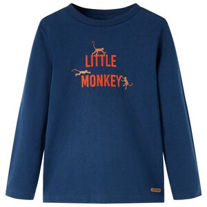 vidaXL Lang&aelig;rmet T-shirt til b&oslash;rn str. 92 marinebl&aring;