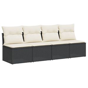 vidaXL 4-personers havesofa med hynder polyrattan sort