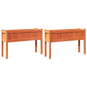 vidaXL plantekasser 2 stk. med ben massivt fyrretr&aelig; gyldenbrun