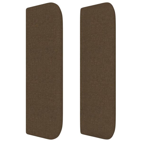 vidaXL sengegavl med kanter 83x16x78/128 cm stof m&oslash;rkebrun