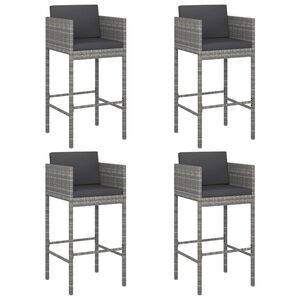 vidaXL barstole 4 stk. med hynder polyrattan gr&aring;